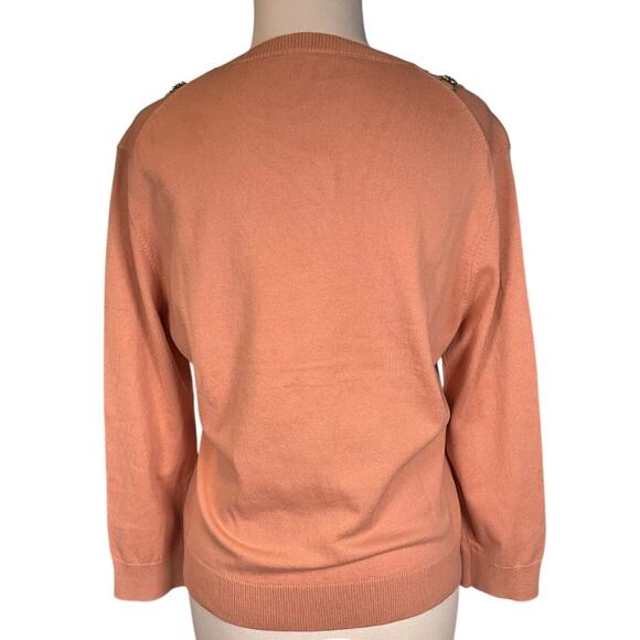 Tracy Reese Peach 3/4 Sleeve Cotton-Blend ButtonUp Cardigan Size Large Feminine - Picture 2 of 9
